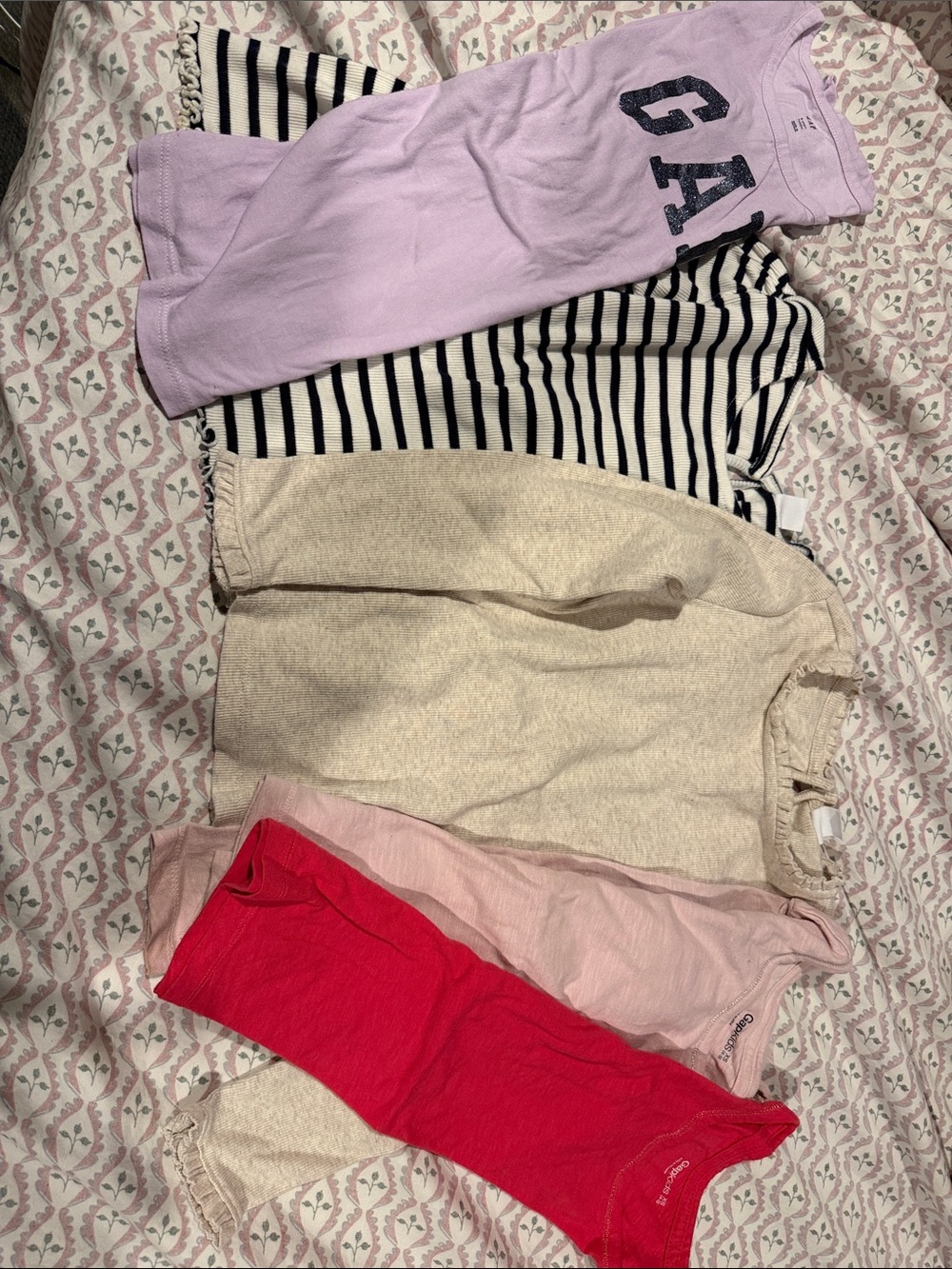 GAP Kids Long Sleeve Tops Pack - Lilac, Black Stripe, Cream, Pinks
